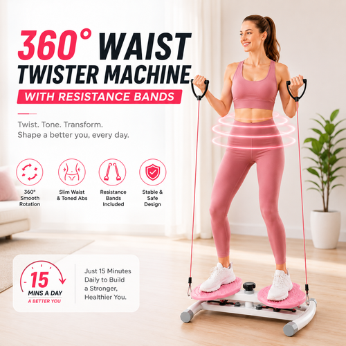 360° Waist Twister Machine With Resistance Bands
