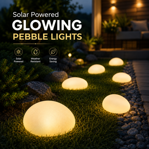 Solar Powered Glowing Pebble Lights