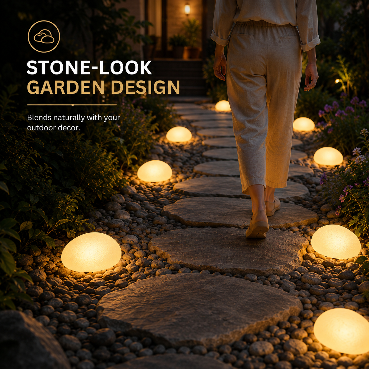 Solar Powered Glowing Pebble Lights