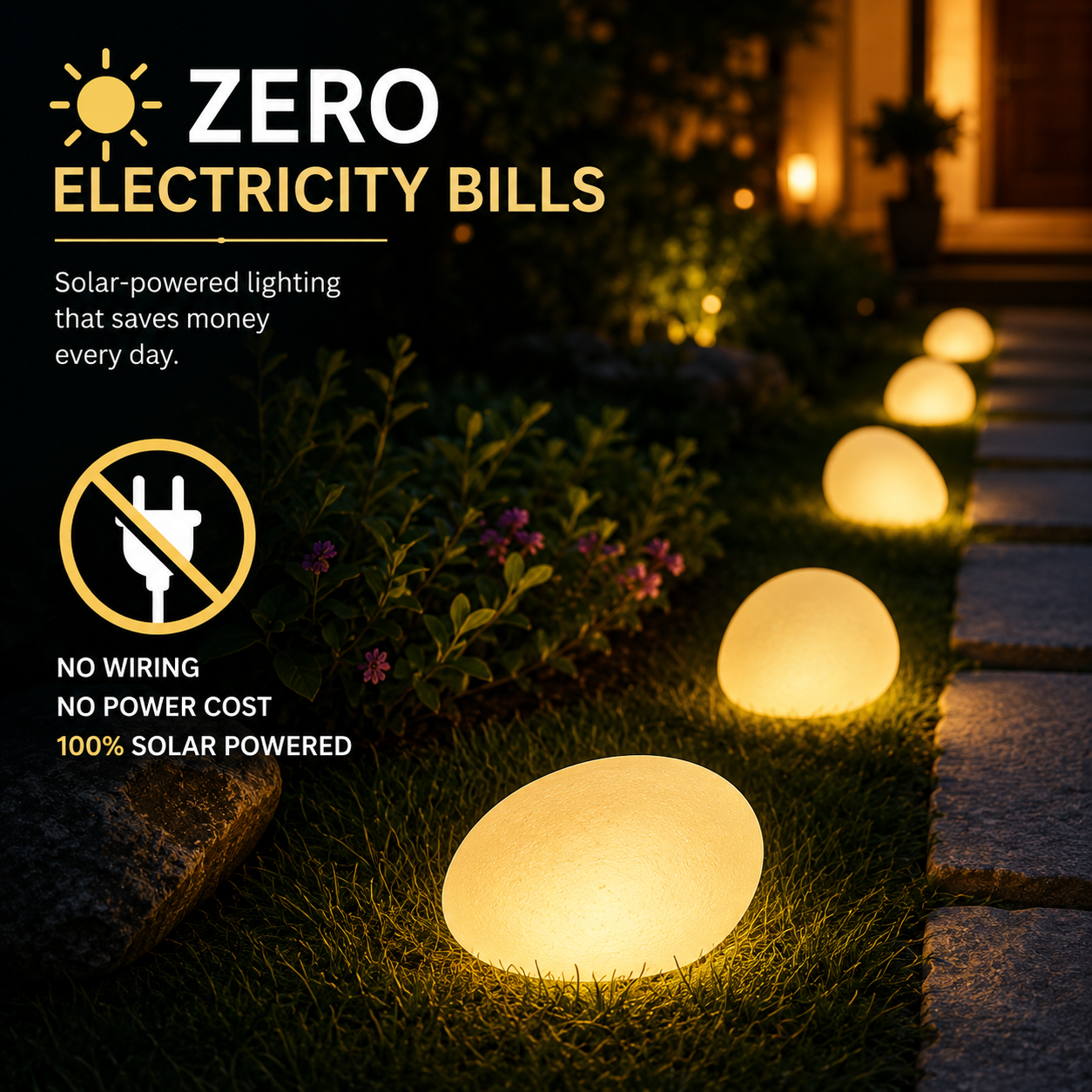 Solar Powered Glowing Pebble Lights