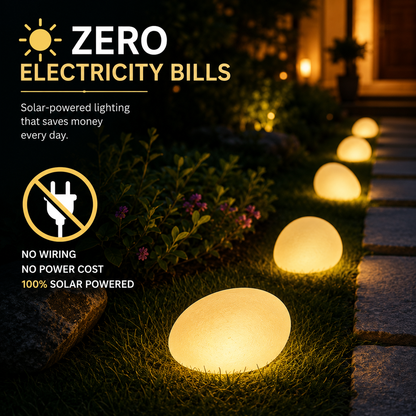 Solar Powered Glowing Pebble Lights