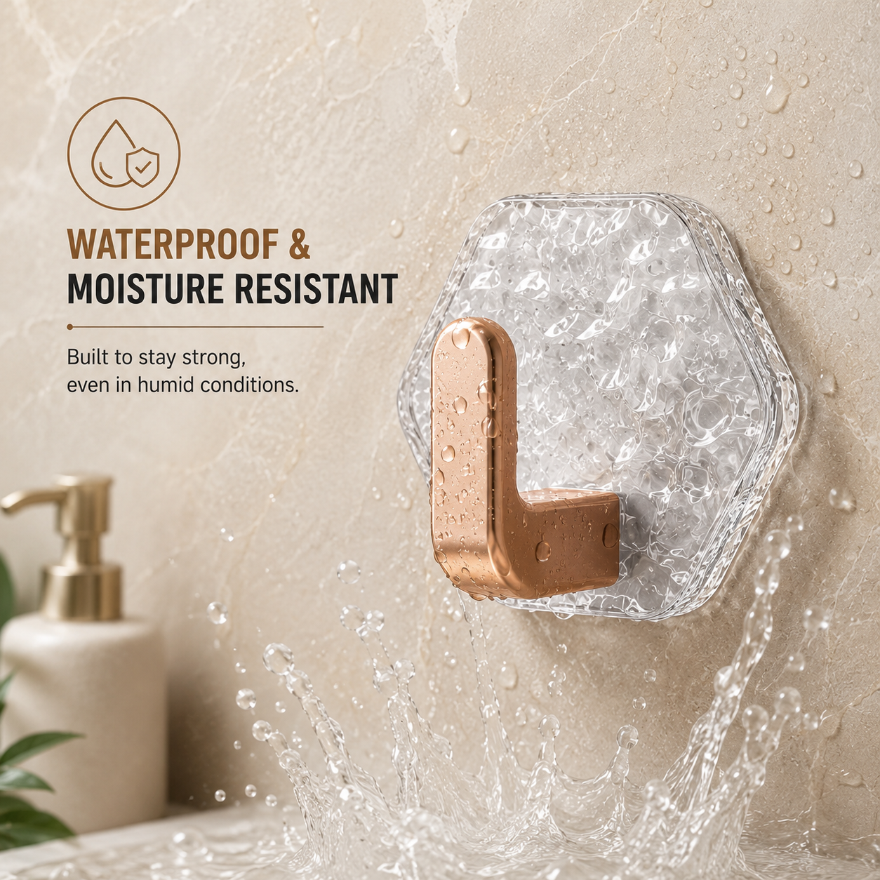 Water Ripple Hexagonal Adhesive Hook (Pack of 4)