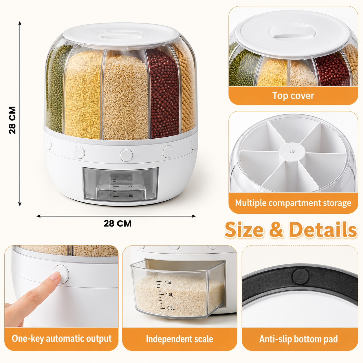 6 Grid Dry Food Storage Box