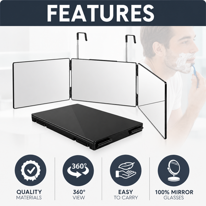 Trifold Adjustable Hanging Mirror With LED Light