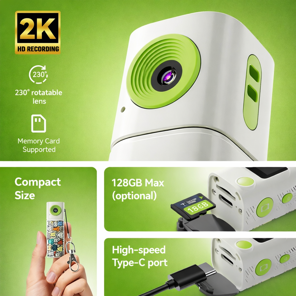 Mini Digital Camera with 230° Rotation