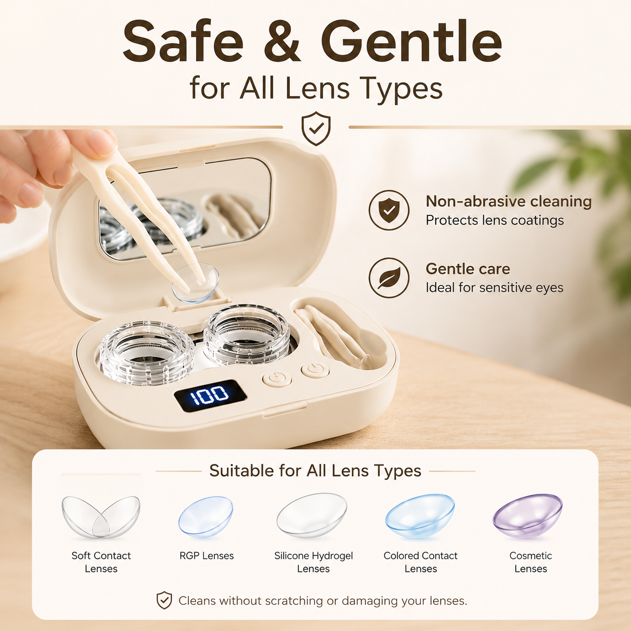 Automatic Ultrasonic Contact Lens Cleaner