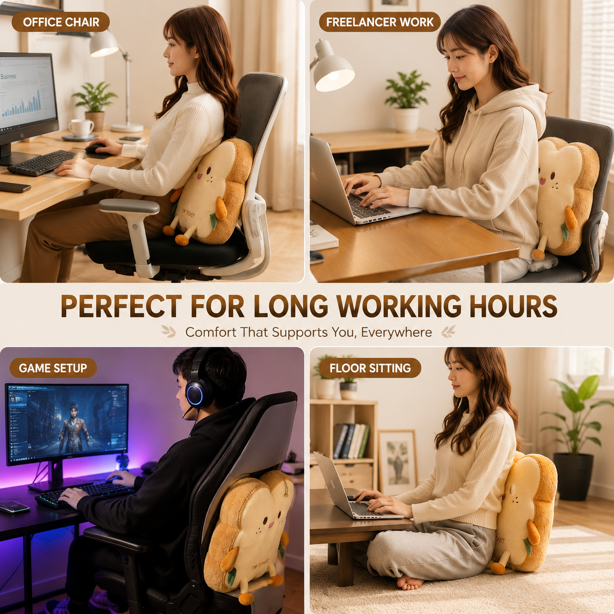 Toast Lumbar Support Cushion (Car & Office)