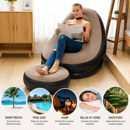 Inflatable Lounge Chair With Footrest With Pump