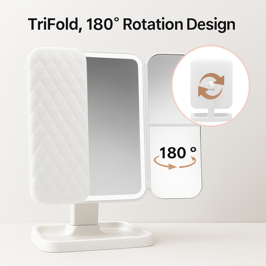 Multifold LED Makeup Mirror