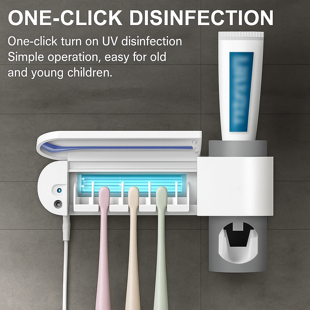 UV Toothbrush Holder With Toothpaste Dispenser