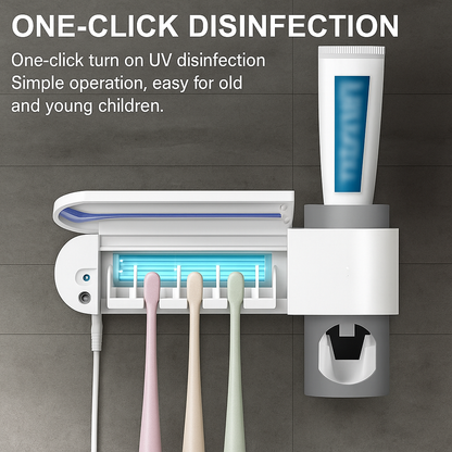 UV Toothbrush Holder With Toothpaste Dispenser