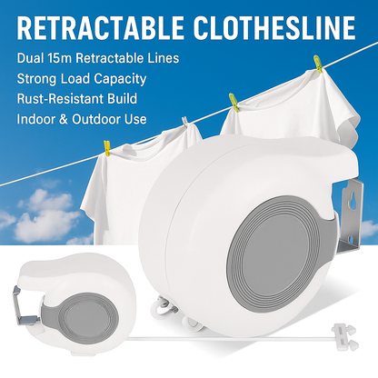 Wall Mount Retractable Double Clothing Line