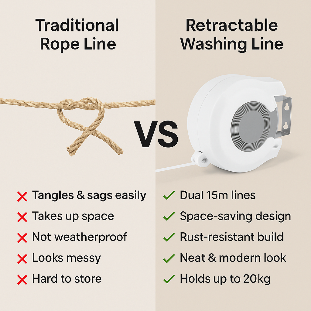 Wall Mount Retractable Double Clothing Line