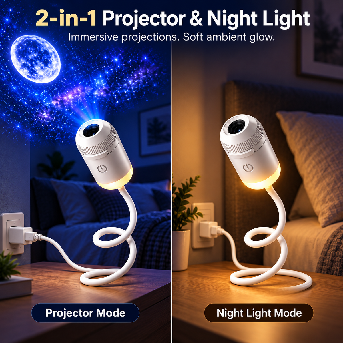 2 In 1 Mini Galaxy Projector (3 Films Included)