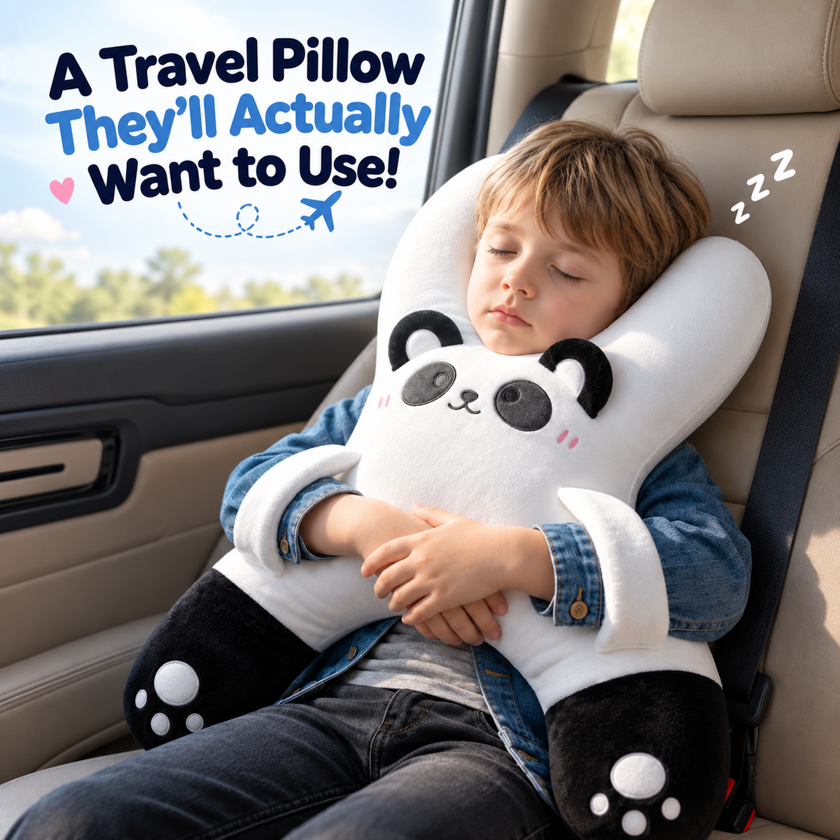 Kids H-Shaped Car Travel Pillow