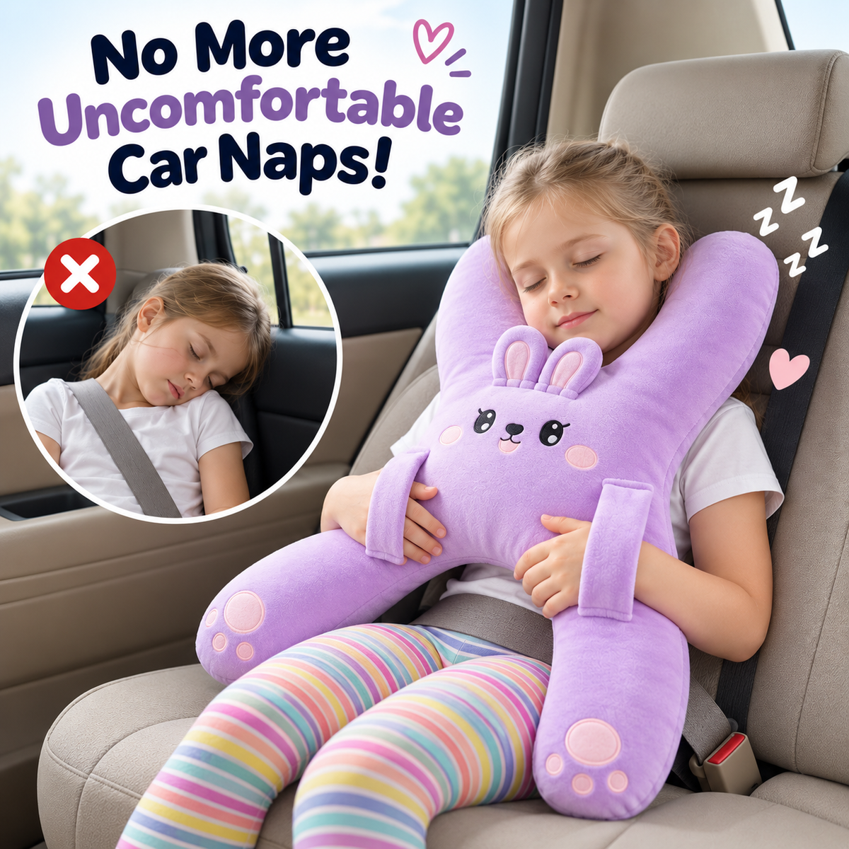 Kids H-Shaped Car Travel Pillow