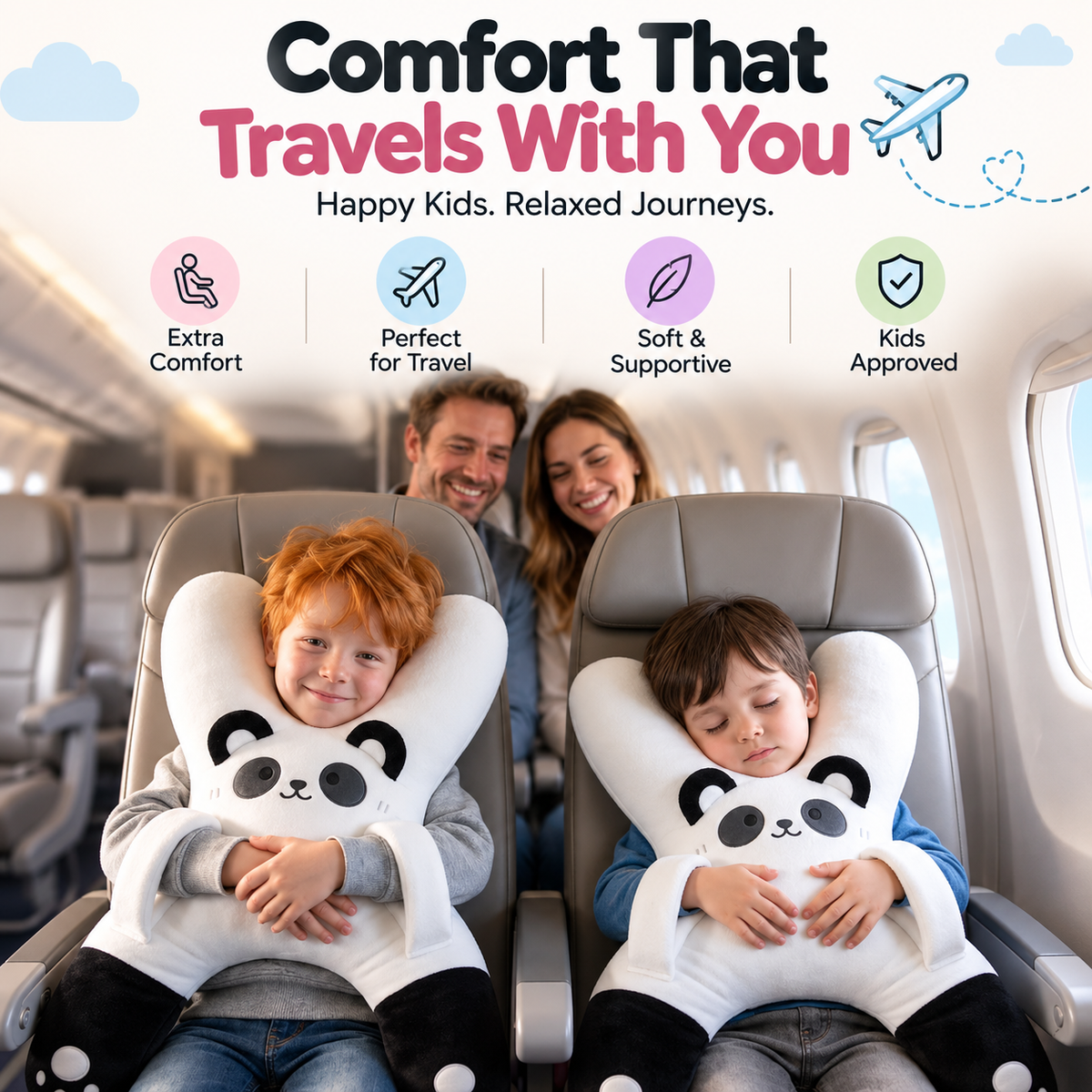 Kids H-Shaped Car Travel Pillow