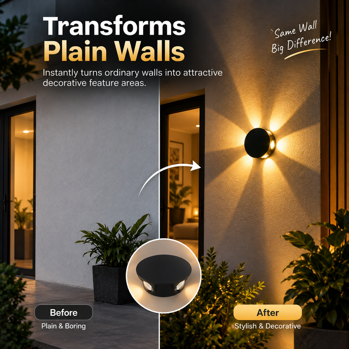 LED Waterproof Wireless Flower Wall Light