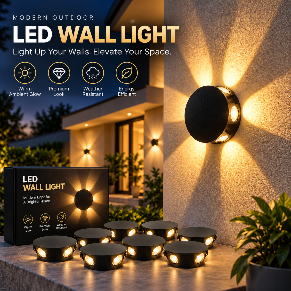 LED Waterproof Wireless Flower Wall Light