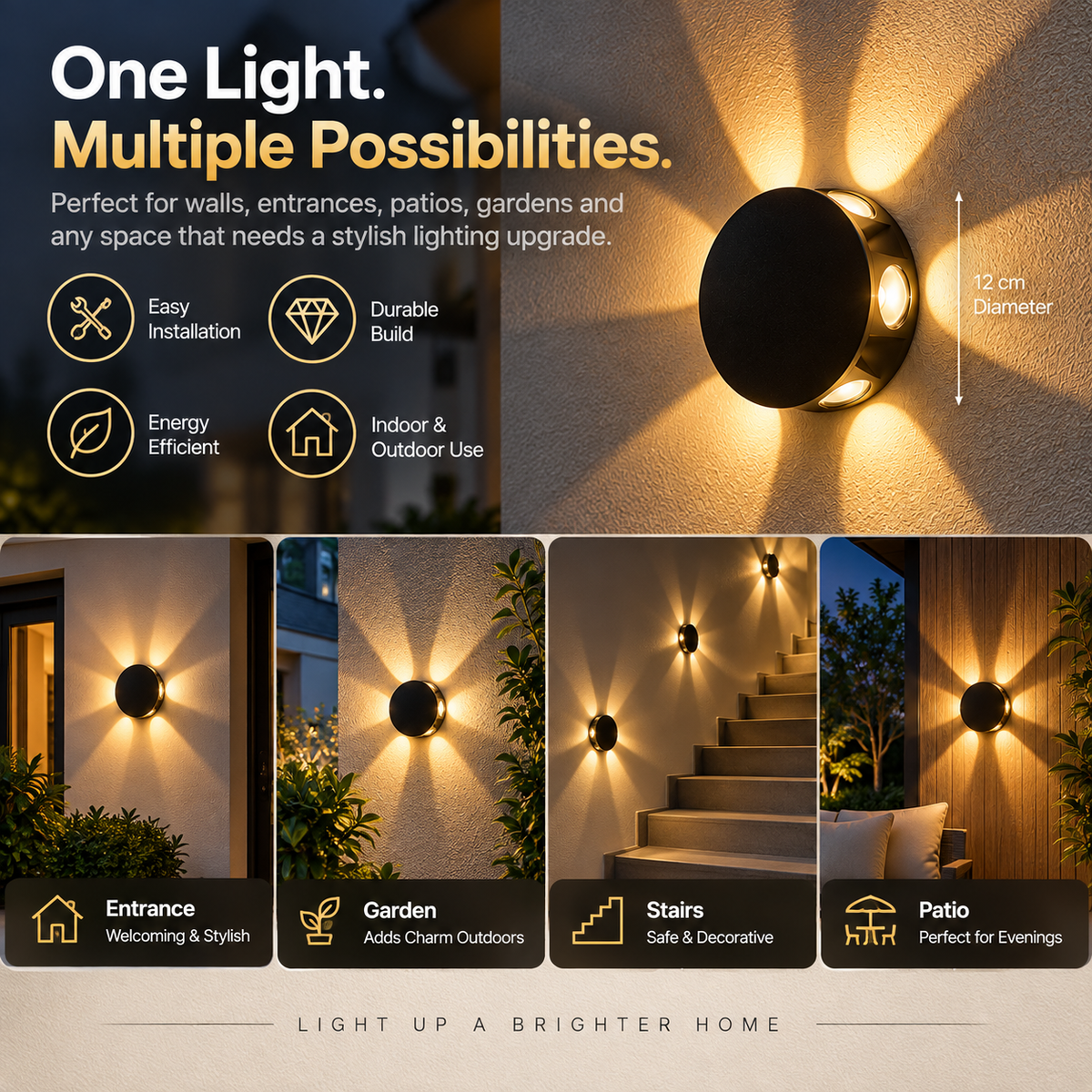 LED Waterproof Wireless Flower Wall Light