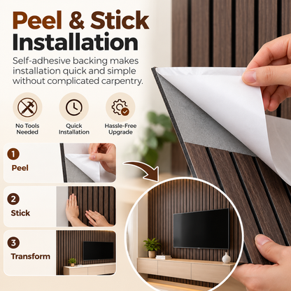 Peel & Stick 3D Wood Acoustic Wall Panel