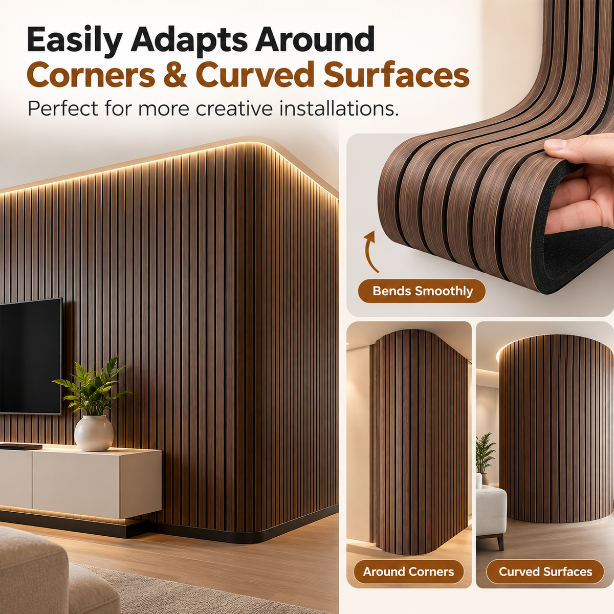 Peel & Stick 3D Wood Acoustic Wall Panel