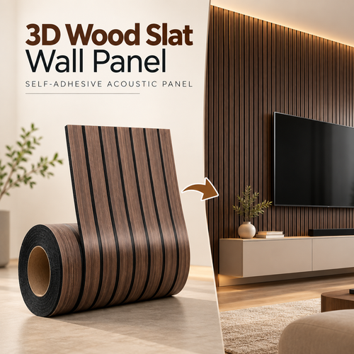 Peel & Stick 3D Wood Acoustic Wall Panel