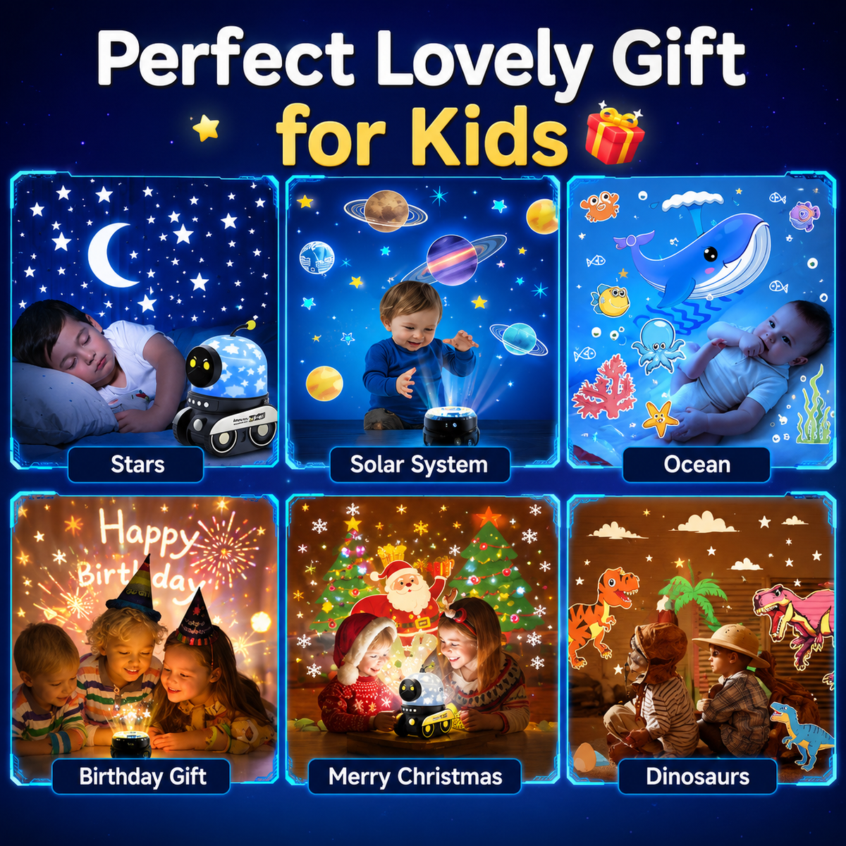 Robot Star Projector Night Light with Music Player