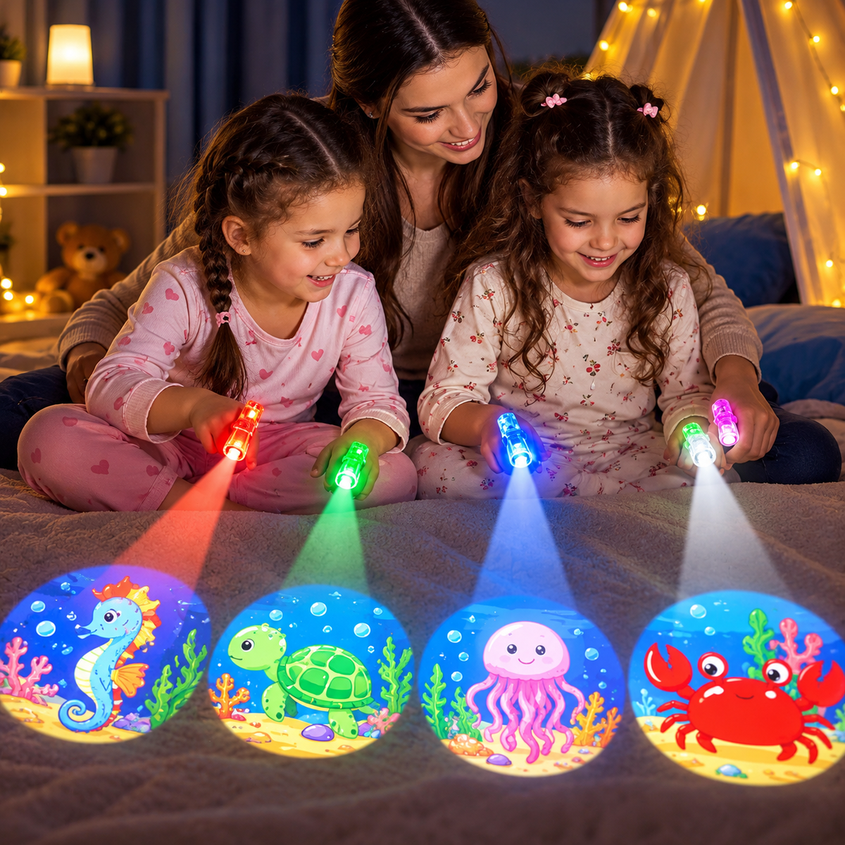 LED Projection Finger Light Toy (Pack Of 5)