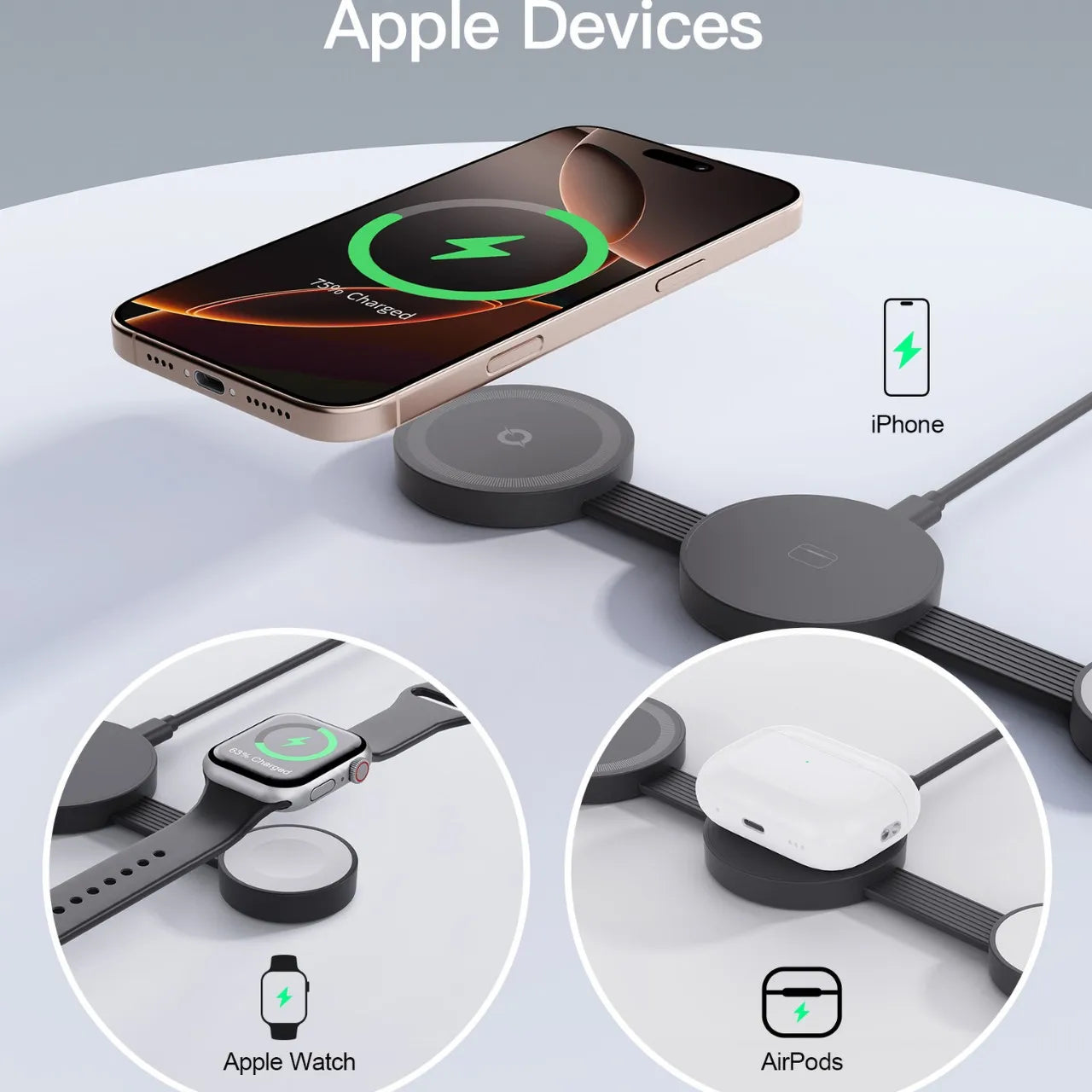 3 In 1 Foldable Magnetic Wireless Charger