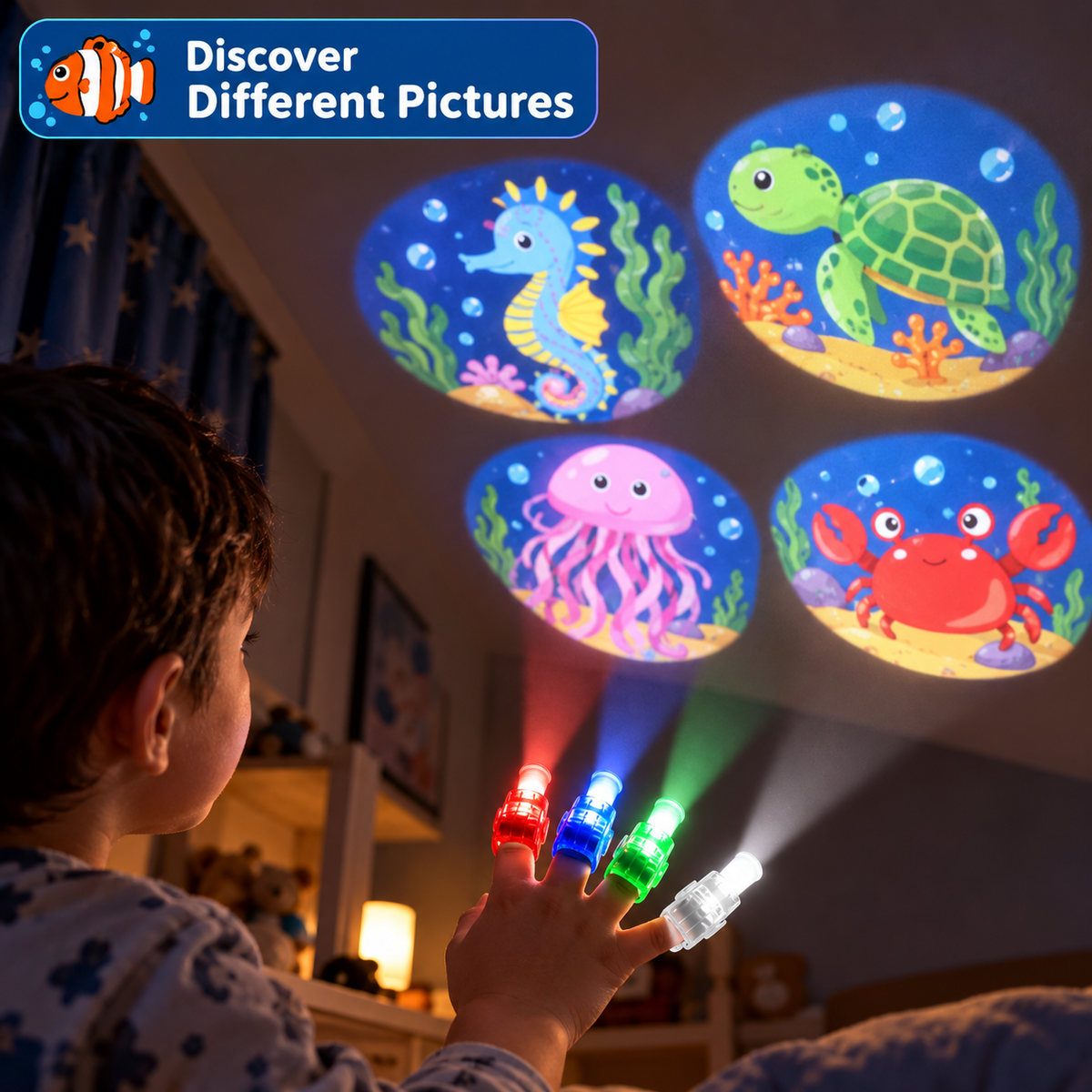 LED Projection Finger Light Toy (Pack Of 5)