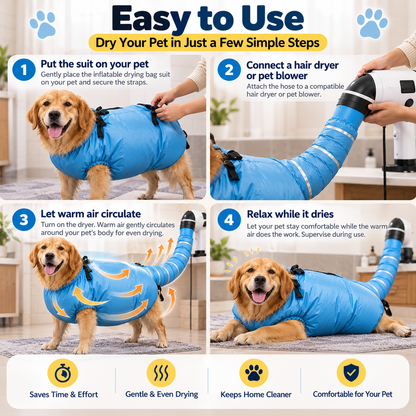 Inflatable Pet Drying Bag Suit
