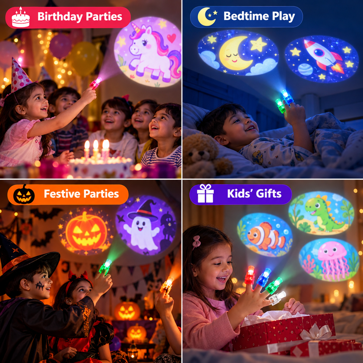 LED Projection Finger Light Toy (Pack Of 5)