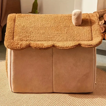 Pet House Bed with Secure Comfort Plush Cozy Space
