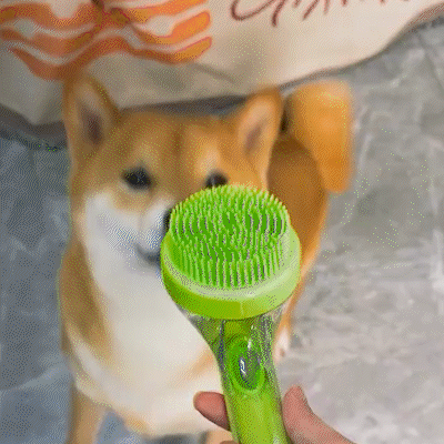 Pet Massager Soap Dispenser Brush With Handle