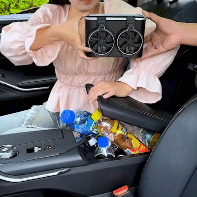 Car Storage Box with 2 Foldable Cup Holders