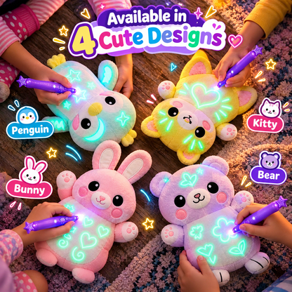UV Light-Drawing Plush Animal Toy with Magical Pen