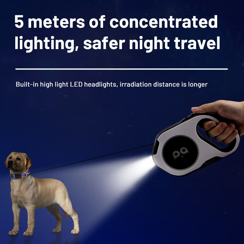 Retractable LED Dog Leash with Flashlight
