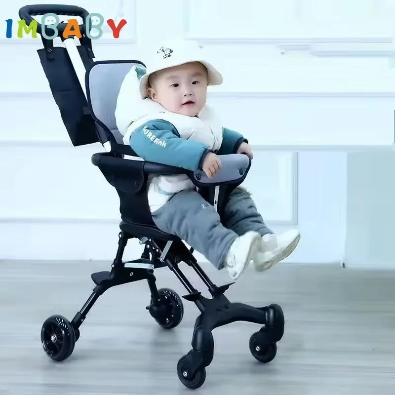 Lightweight Foldable Baby Stroller – Compact, Travel-Friendly, with Recline & Large Storage