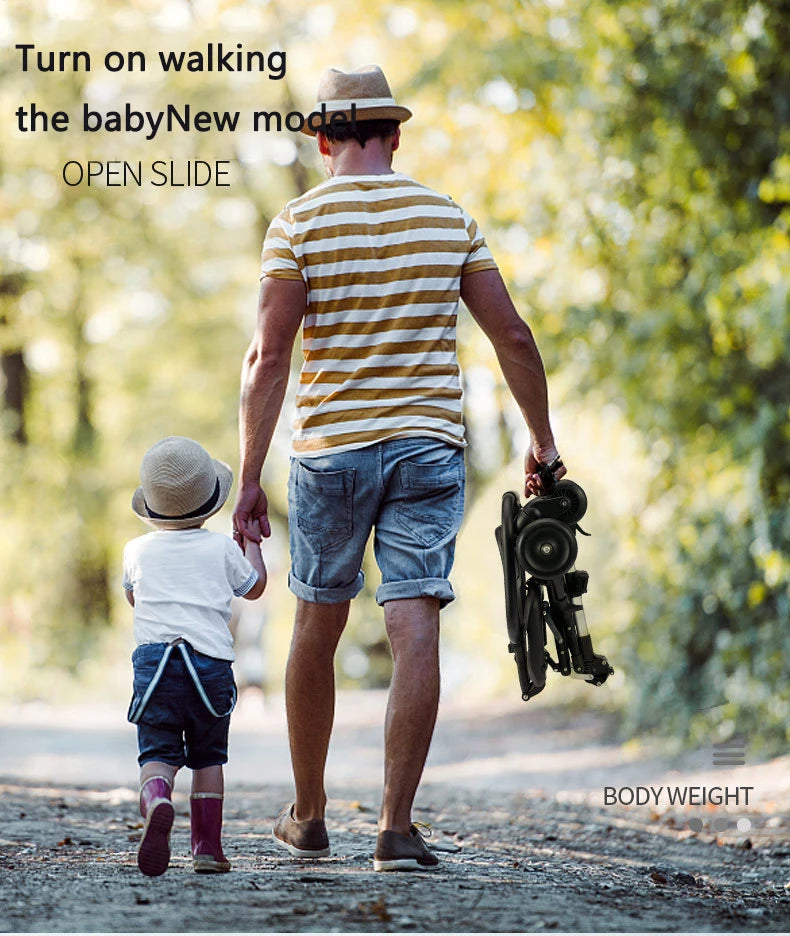 Lightweight Foldable Baby Stroller – Compact, Travel-Friendly, with Recline & Large Storage
