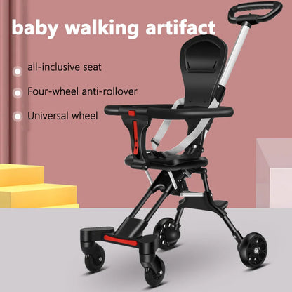 Lightweight Foldable Baby Stroller – Compact, Travel-Friendly, with Recline & Large Storage