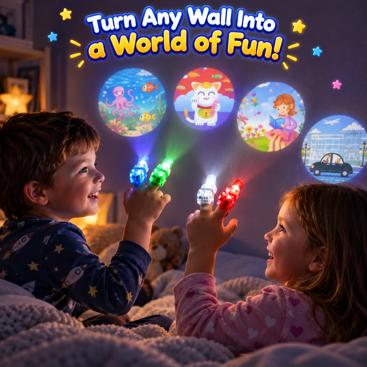 LED Projection Finger Light Toy (Pack Of 5)