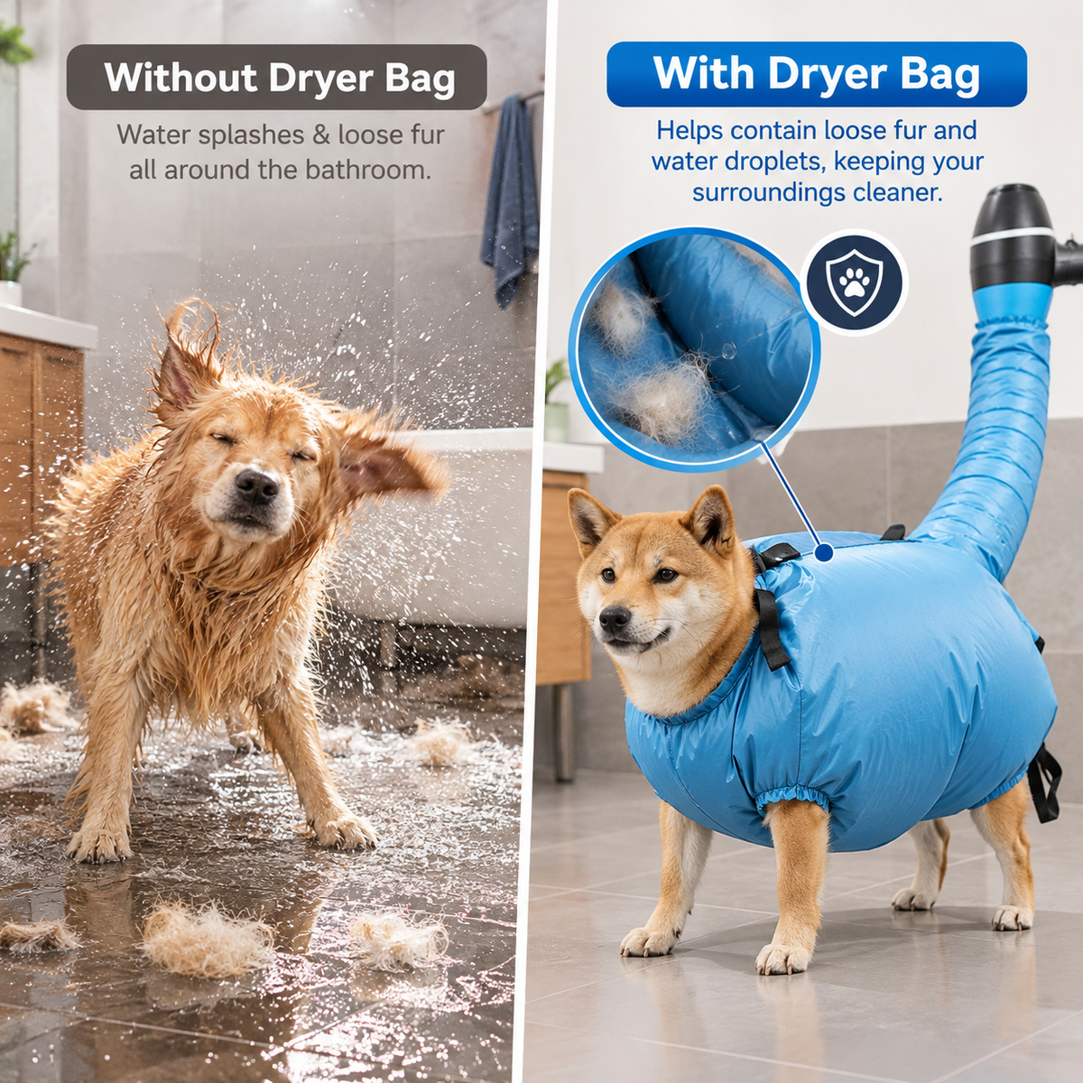 Inflatable Pet Drying Bag Suit