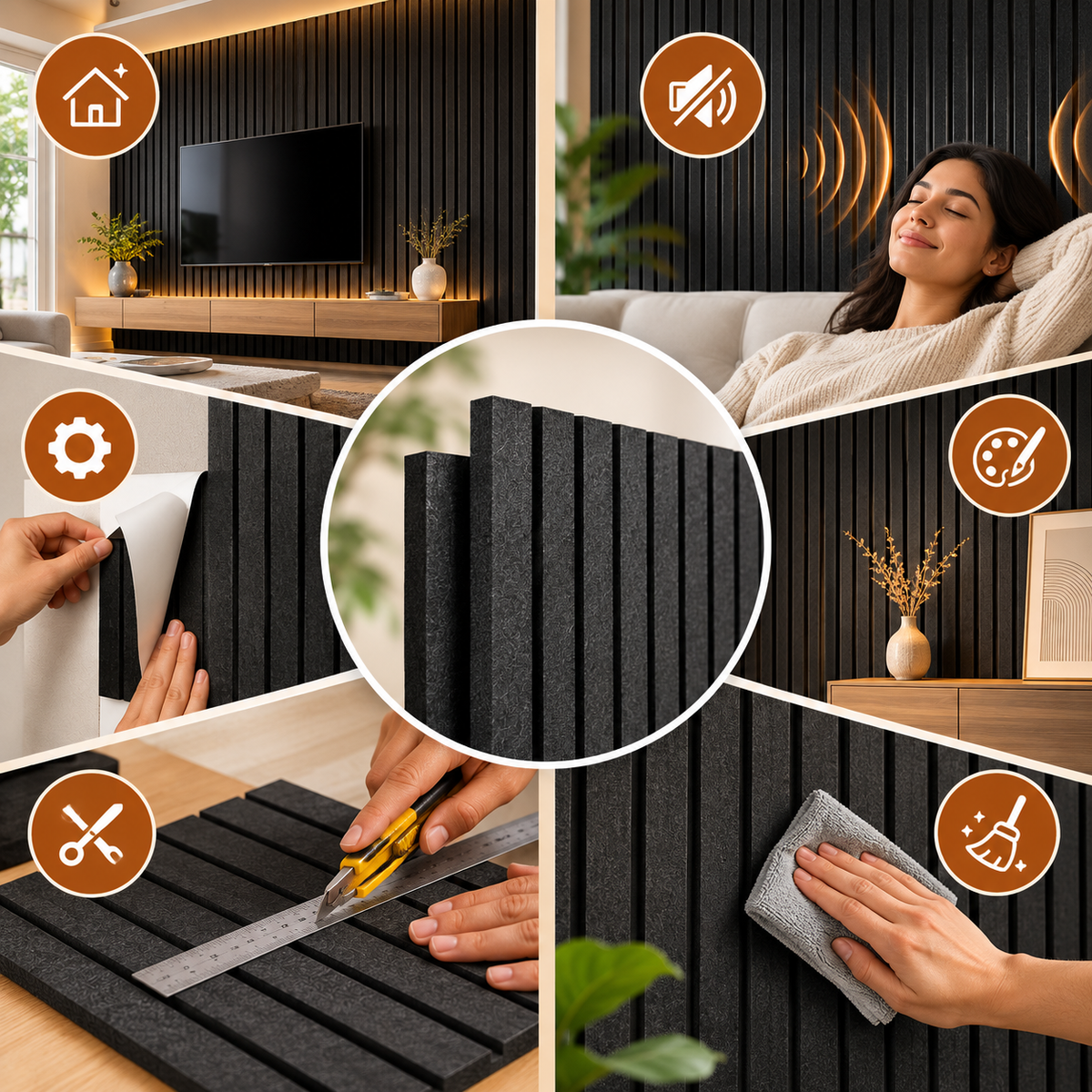 Self-Adhesive 3D Acoustic Wall Panels
