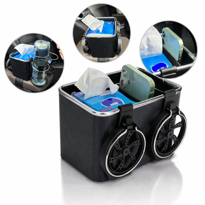 Car Storage Box with 2 Foldable Cup Holders