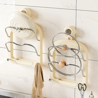 Wall Suction 2 Layers Lid Holder Rack