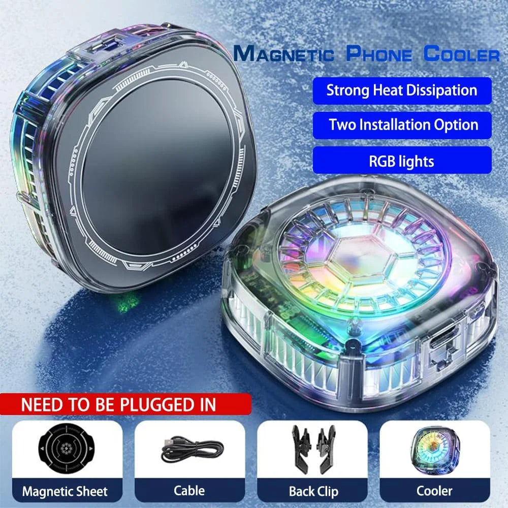 Magnetic RGB Mobile Cooling Fan