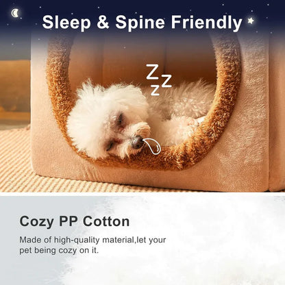 Pet House Bed with Secure Comfort Plush Cozy Space