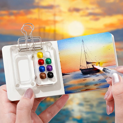 Mini Wooden Water-Colour Paint Palette (15-Grid with clip)