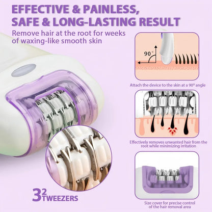 2-in-1 Rechargeable Body Epilator and Shaver With LED light